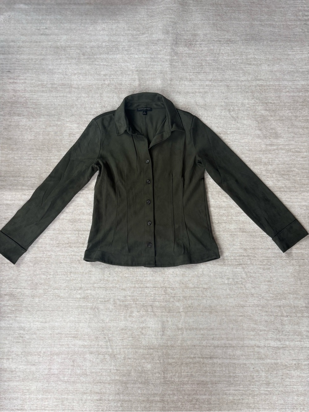 Banana Republic Green Button Down Shirt Size Small Soft Velvety - Picture 2 of 11